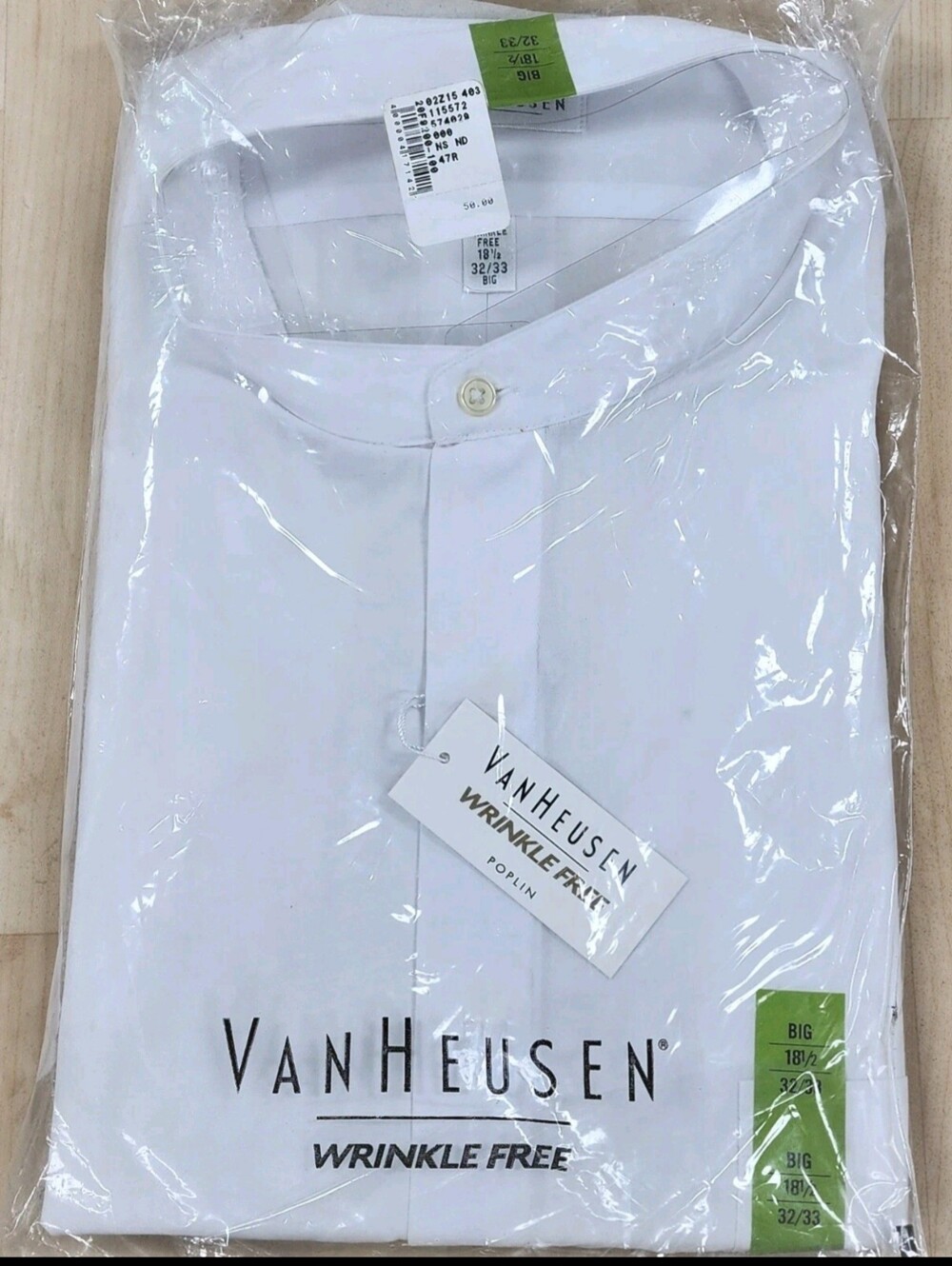 Van Heusen Men’s White Poplin Dress Shirt Big 18.5/2 (32/33)